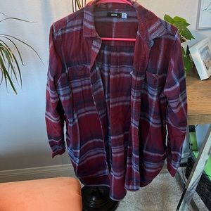 Soft long sleeve checkered flannel, maroon front pockets, XS urban outfitters